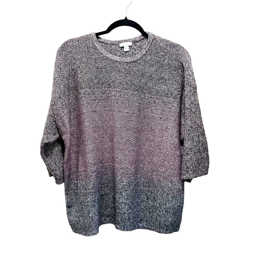 Purejill Sweater Gray Crew Neck Pullover Knit Long Sleeves Cotton Sz S